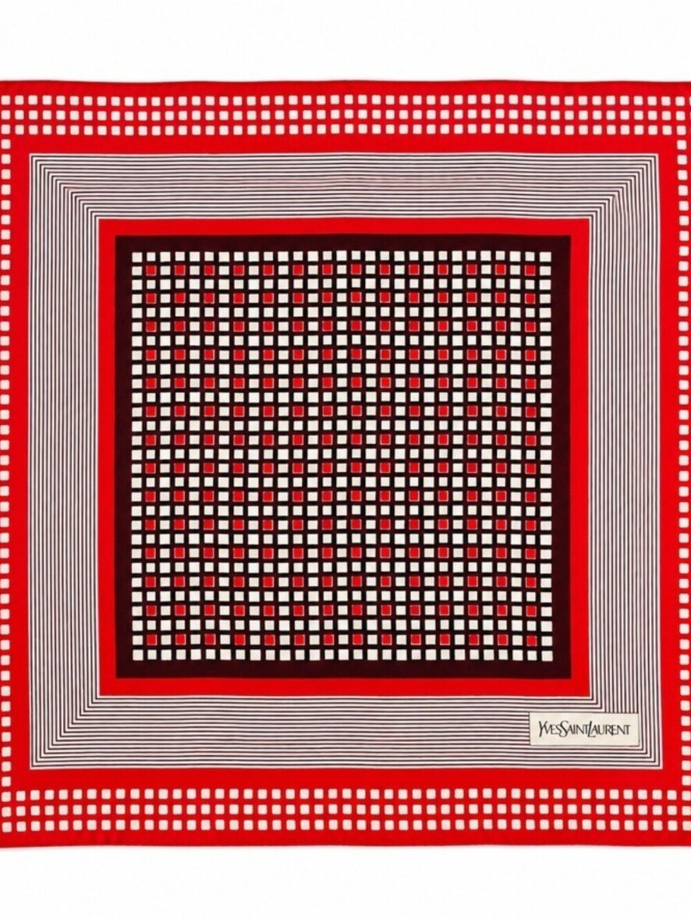Yves Saint Laurent Red Geometric Square Scarf